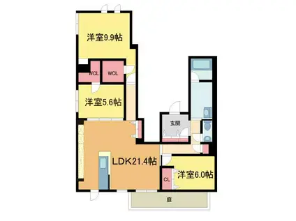 RIO BREZZA 芦屋(3LDK/1階)の間取り写真