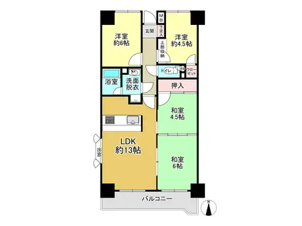 サンセレクト多賀城II(4LDK/8階)の間取り写真