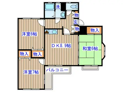 小鶴参番館(3DK/1階)の間取り写真