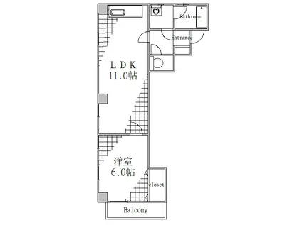 YSビルディング(1LDK/2階)の間取り写真