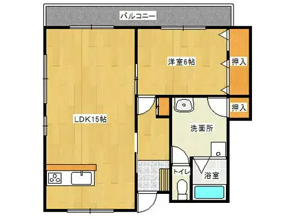 フロンティア小船越(1LDK/1階)の間取り写真