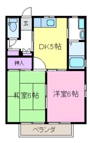 ビューパレー多田出(2DK/2階)の間取り写真
