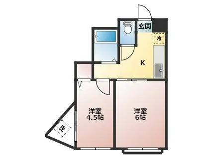 ジュエリーV(2K/3階)の間取り写真