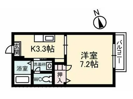 サウスウイングE(1K/2階)の間取り写真