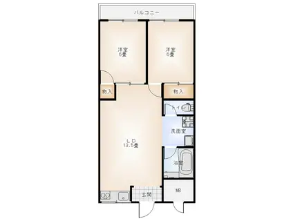 北野マンション(2LDK/2階)の間取り写真