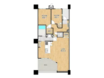 アメニティ南草津V(2LDK/11階)の間取り写真