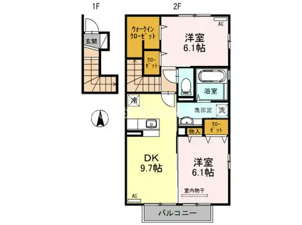 マール・ビビ(2DK/2階)の間取り写真