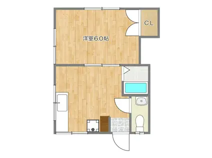 ハウス山本(1DK/2階)の間取り写真