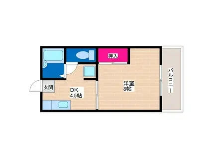 コスモハイツ(1DK/1階)の間取り写真