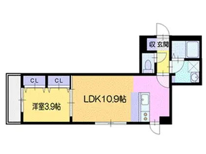 VERDEORO-SUMIYOSHI-(1LDK/5階)の間取り写真