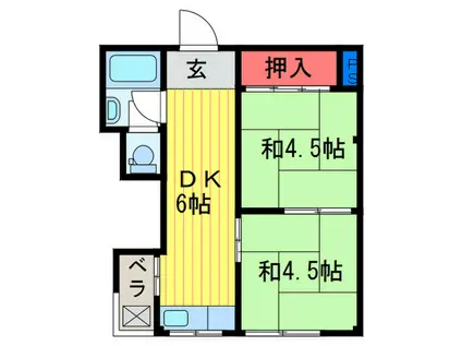 ハイツ稲吉(2DK/3階)の間取り写真