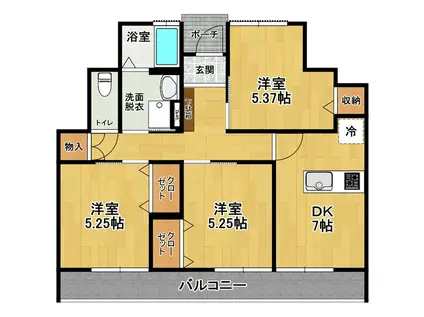 チャンドゥM(1LDK/1階)の間取り写真