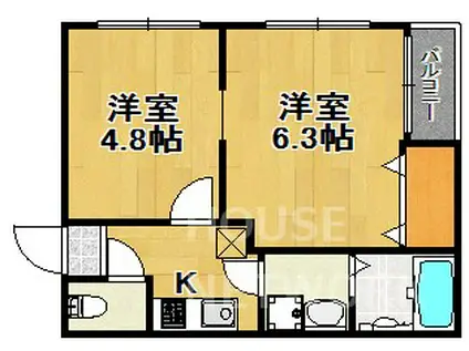 ザクセル(2K/3階)の間取り写真