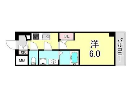 エスリード神戸大倉山ヒルズ(1K/2階)の間取り写真