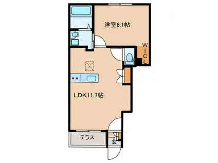 BELL′STREE(1LDK/1階)の間取り写真