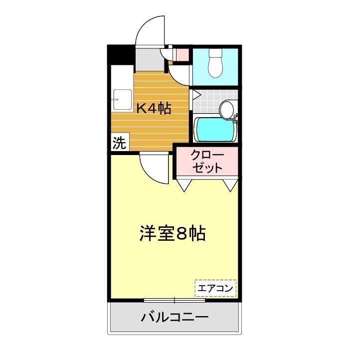 ウェルタウンみわ 2号館(1K/4階)の間取り写真