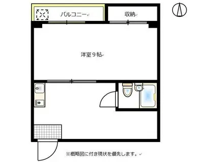 プレアール東古松(1DK/2階)の間取り写真