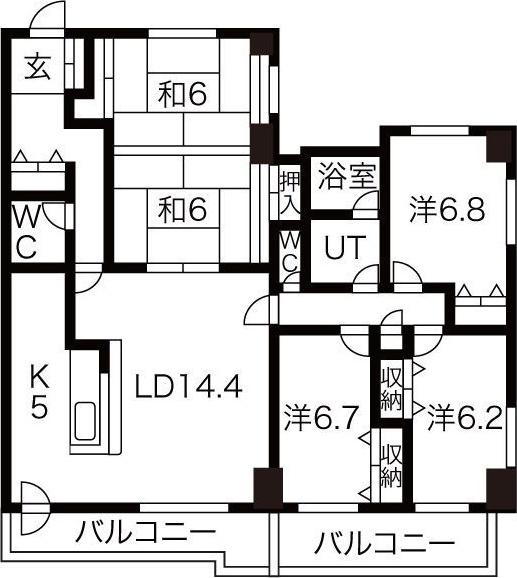 芦野マンション3号棟(5LDK/2階)の間取り写真