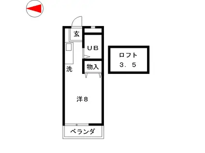 チェリーウェル(ワンルーム/2階)の間取り写真