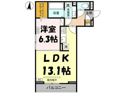 D-ROOM南越谷3丁目PJ 5(1LDK/3階)の間取り写真