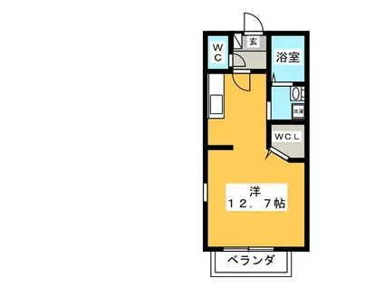 プランドールA(ワンルーム/2階)の間取り写真