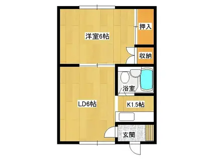 ダイヤモンドハイツ(1DK/1階)の間取り写真