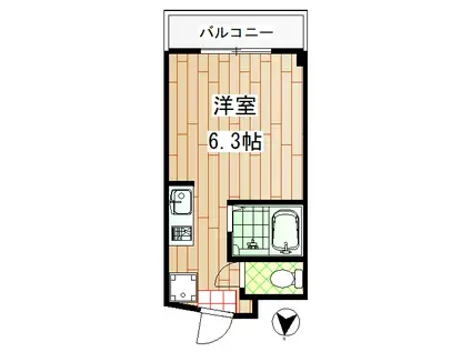 ブロケードキャッスル(1K/2階)の間取り写真