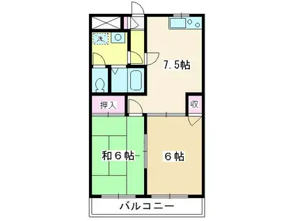 メゾンフォルテ(2DK/2階)の間取り写真