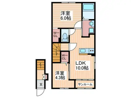 BIGSEA(2LDK/2階)の間取り写真