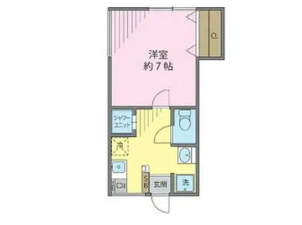 ハイネス梅丘(1K/1階)の間取り写真