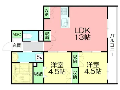 YS F RESIDENCE II(2LDK/2階)の間取り写真