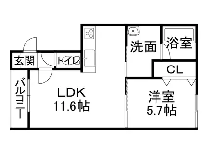 CLARAL(1DK/1階)の間取り写真