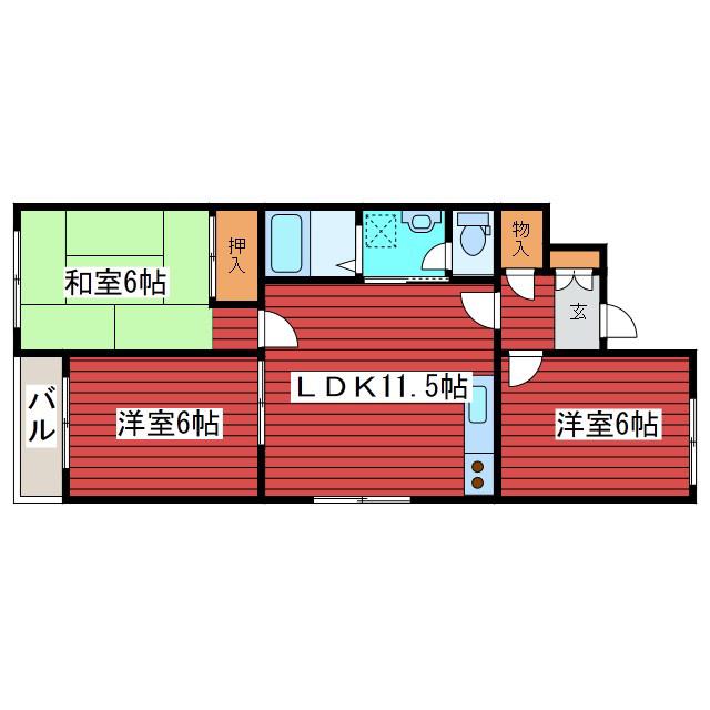 第2パールハイム(3LDK/5階)の間取り写真