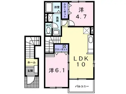 ファミーユ・M(2LDK/2階)の間取り写真