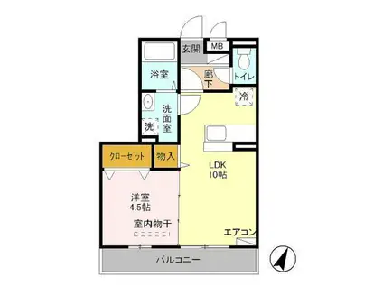 エクレール・カナ(1LDK/2階)の間取り写真