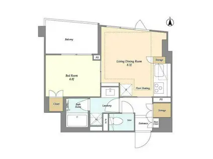 リーブルグラント四谷三丁目(1LDK/3階)の間取り写真