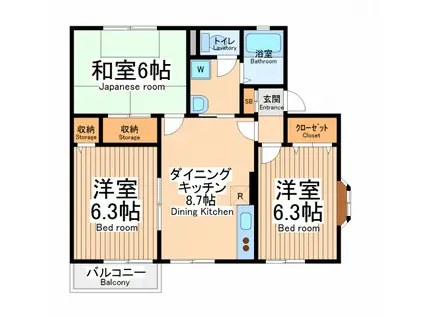 ルミエールケー2(3DK/2階)の間取り写真