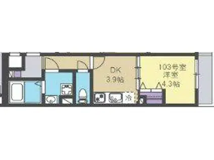 コンフォートフロンティア(1DK/1階)の間取り写真