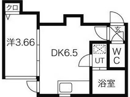 ロジュマン北円山(1DK/3階)の間取り写真