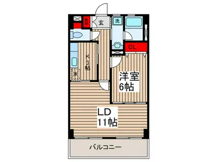 LANDSCAPE URBAN STREET(1LDK/2階)の間取り写真