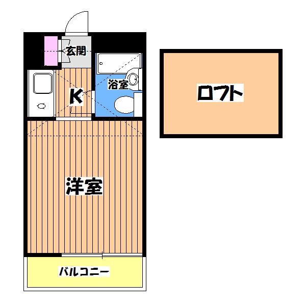 あっぷるはうすルルドI(1K/1階)の間取り写真