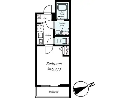 GRADUS京成大久保(1K/1階)の間取り写真