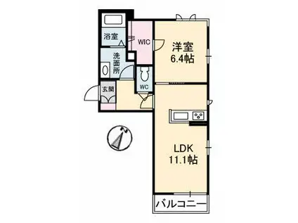 クッラ ディ ヴェント 南町(1LDK/3階)の間取り写真