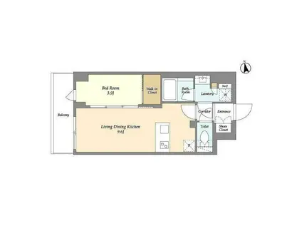 アイフラット品川戸越パークサイド(1LDK/5階)の間取り写真