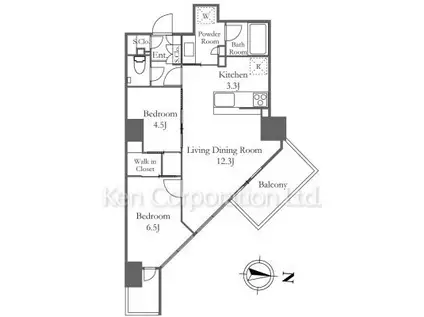 プライムパークス品川シーサイド ザ・タワー(2LDK/3階)の間取り写真