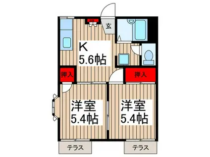 エステート舞(2K/1階)の間取り写真