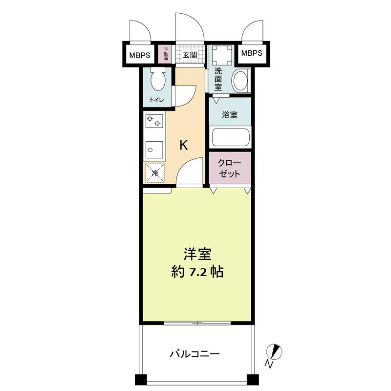 レジディア博多II(1K/4階)の間取り写真