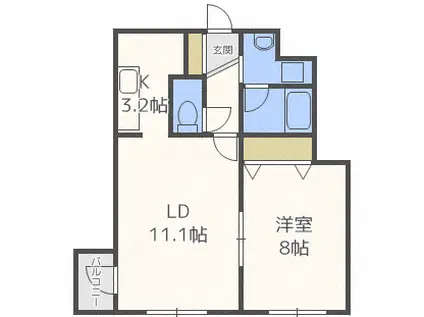 ANGELINA中島公園(1LDK/4階)の間取り写真