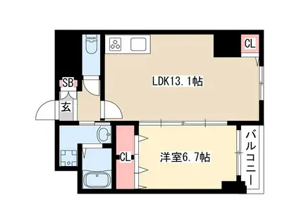 LALLURE松原(1LDK/2階)の間取り写真