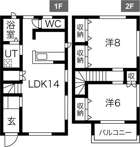 竹林メゾネットIII 東(2LDK/2階)の間取り写真